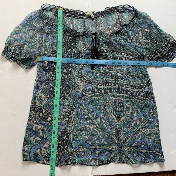 JOIE Parisian Paisley Blue Sheer Top Size X-Small - Picture 3 of 6
